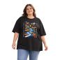 Preview: Curvy Model mit schwarzes leichtes T-Shirt Designfabrikanten Artwork Mittelrhein